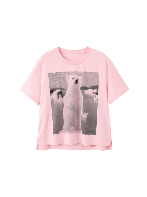 萌えクマ スティッキーピンクTシャツ