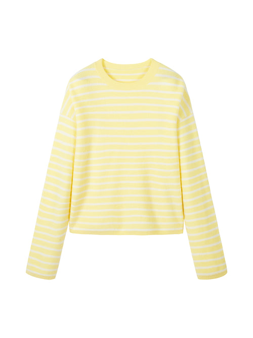 Cream Stripe Cashmere Sweater