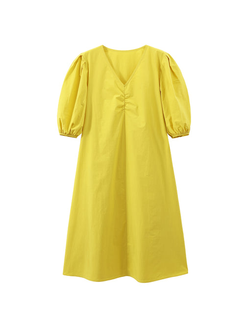 Vanilla Yellow V-Neck Dress