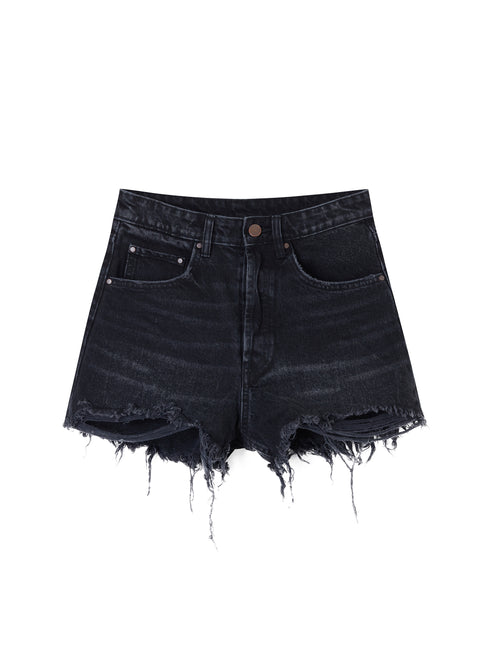 French High Waisted Black Shorts