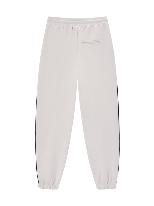 Beige And White Piped Drawstring Pants-Sample