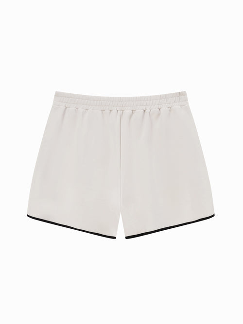 Beige Piped Gym Shorts