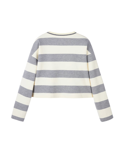 Grey And White Striped Sweatshirt