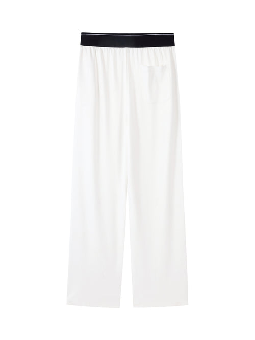 Colour Block Casual Pants-White