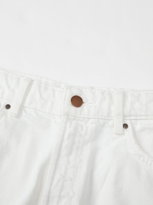 French High Waisted Worn White Shorts