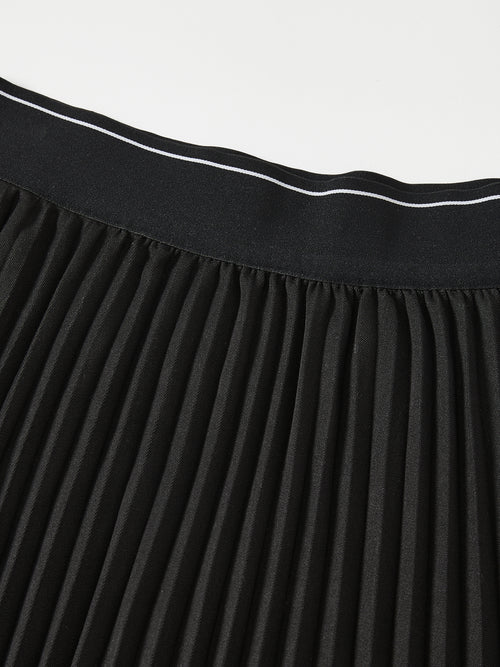 Elasticated Waist Pleated Half Skirt