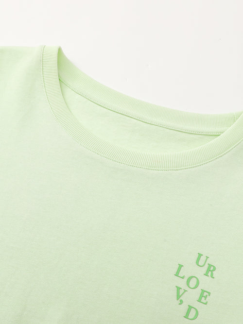T-shirt lettre vert frais 