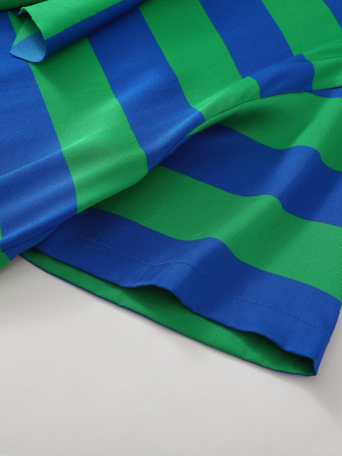 Aquamarine Striped Silk Dresses