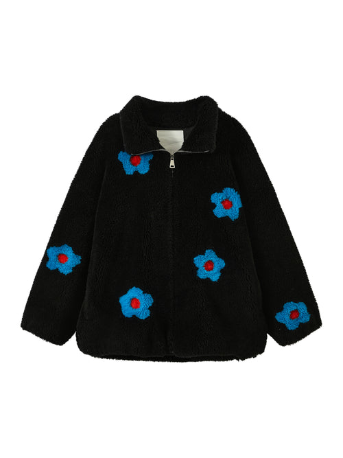 Manteau en peluche à fleurs pop