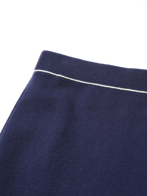 Navy Knit Half Skirt