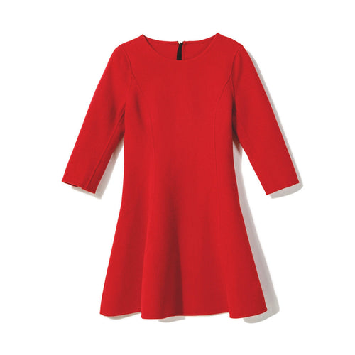 Red Wool Kimono Sleeve Cocktail Dress - Urlazh New York