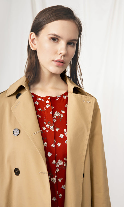 Beige Double Breasted Trench Coat - Urlazh New York