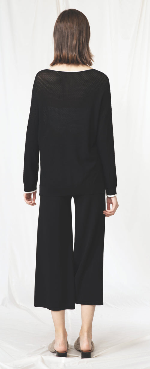 Black Crew Neck Blouse - Urlazh New York