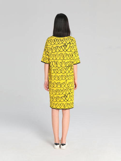 Yellow Embroidered Knit Dress - Urlazh New York