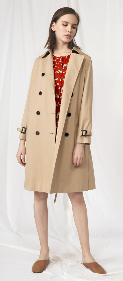 Beige Double Breasted Trench Coat - Urlazh New York