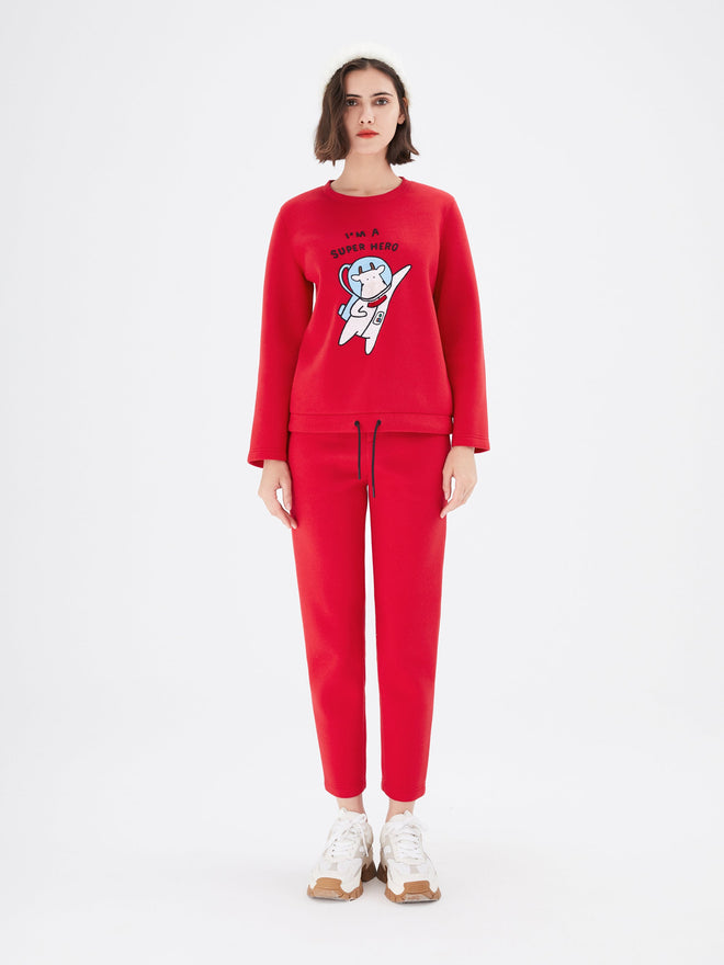 Red Graphic Crewneck Sweatshirt - Urlazh New York