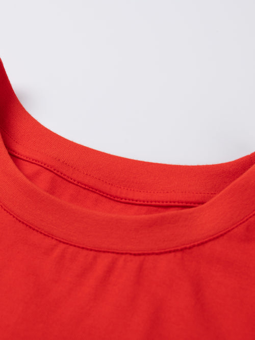 Tee-shirt à motif de patch de lapin simple-rouge vermillon