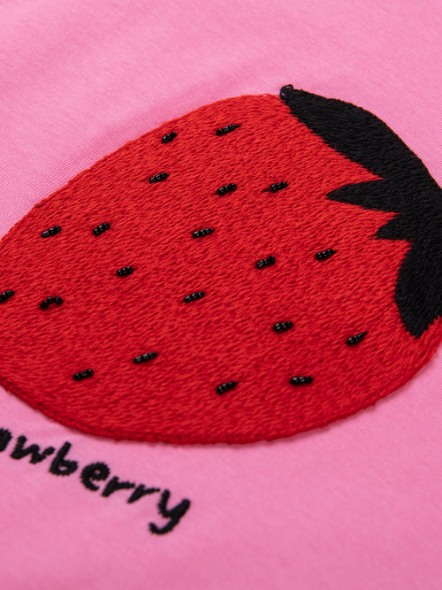 Tee-shirt à motif de fruits-Rosy Red