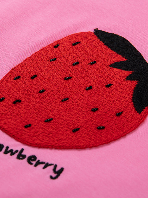 Fruit Pattern Tee-Rosy Red-Sample