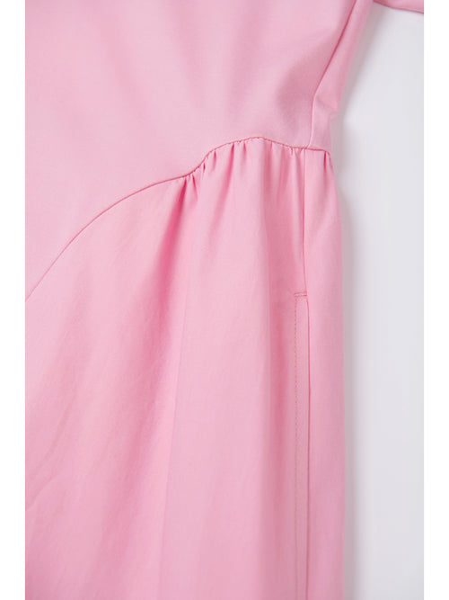 Simple Casual Stitching Dress-Pink