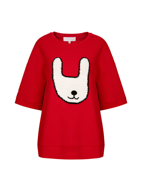 Hand Crocheted Rabbit Pattern T-Shirt
