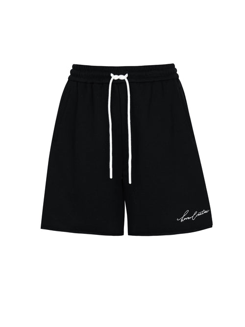Casual Shorts With Rolled Hem-Black