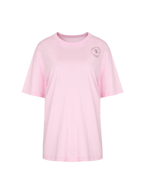College Style Printed Tee-Pink