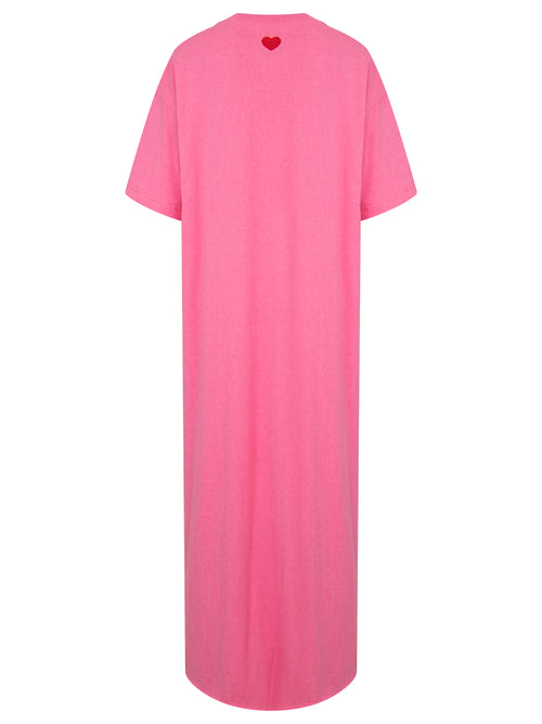 Minimalist Style Long T-Shirt Dress-Rosy Red
