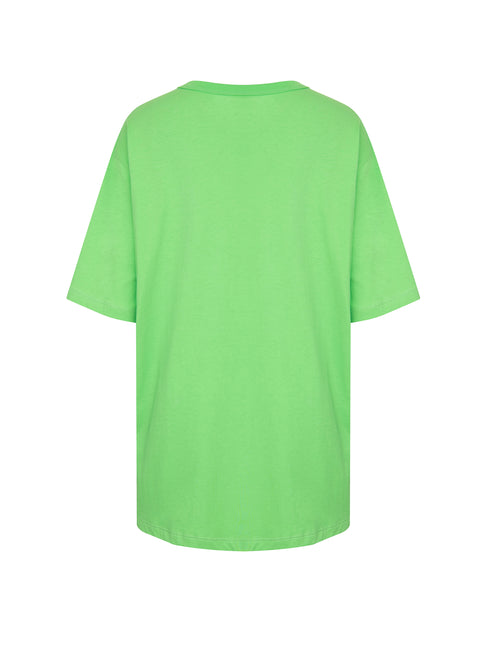 College Style Printed Tee-Grass Green