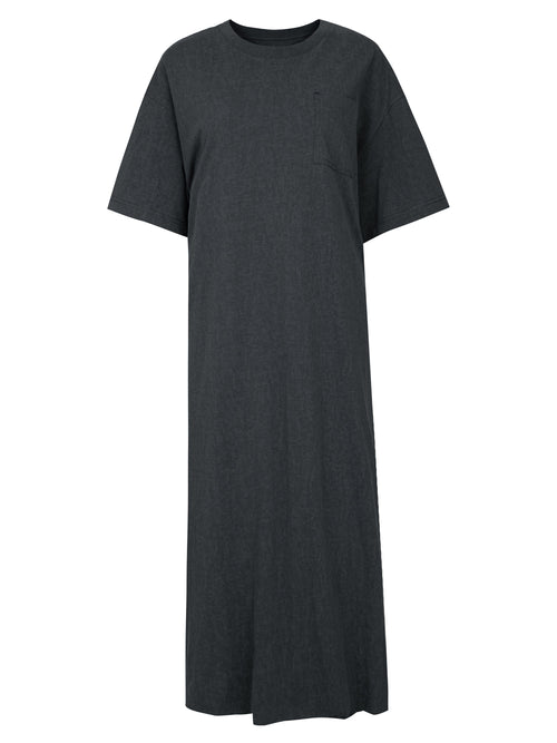Minimalist Style Long T-Shirt Dress-Dark Grey