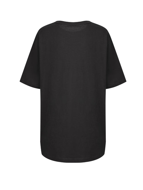 T-shirt imprimé de style universitaire-noir