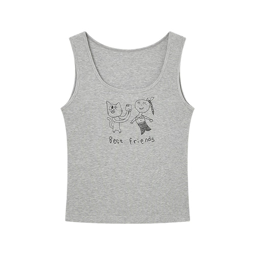 Light Grey Graffiti Tank Top