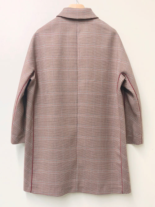 Burgundy Chiffon Check Composite Trench Coat