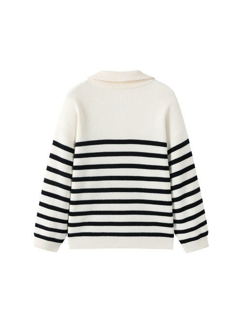 Striped Half-Zip Pullover