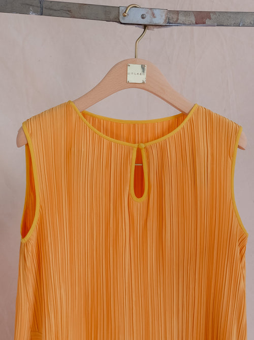Yellow Pleated Sleeveless Midi Dress - Urlazh New York