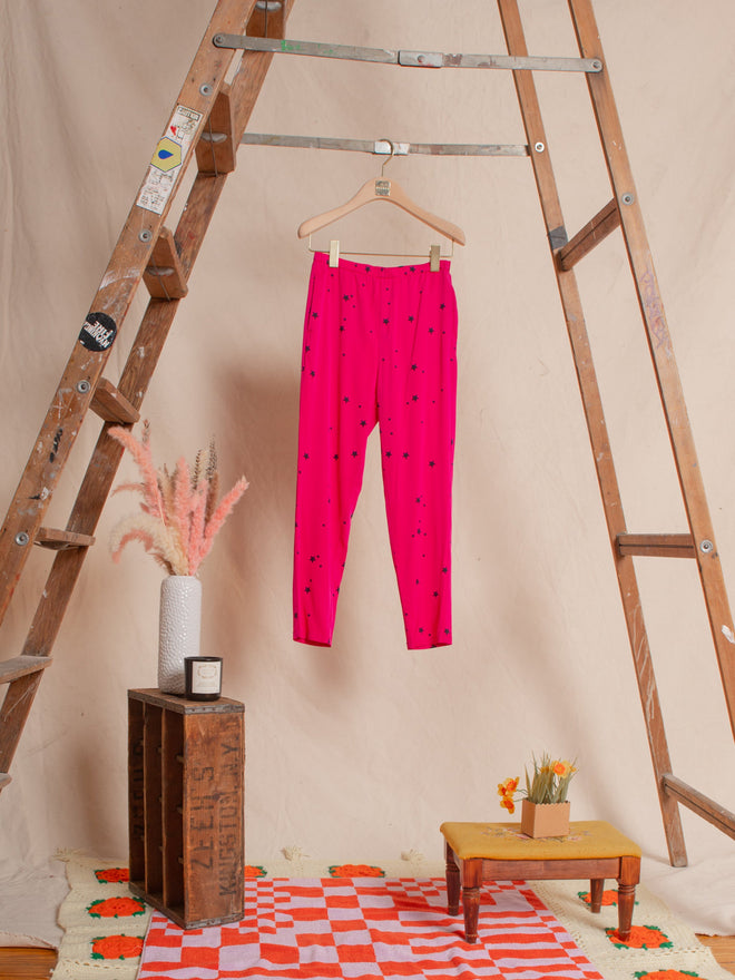 Fuchsia Star Silk Pants - Urlazh New York