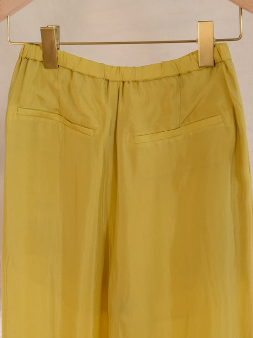 Yellow Wide-Leg Cropped Pants - Urlazh New York