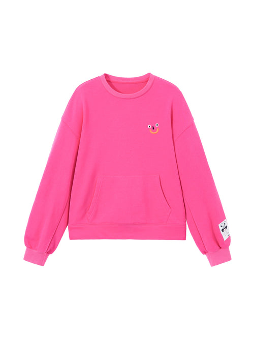 Hot Pink Smiley Sweatshirt - Urlazh New York