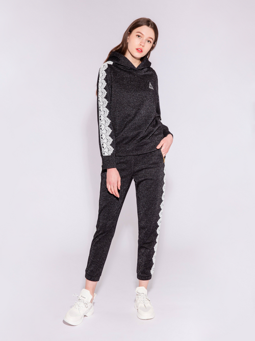 Hooded Lace Trim Sweatshirt - Urlazh New York