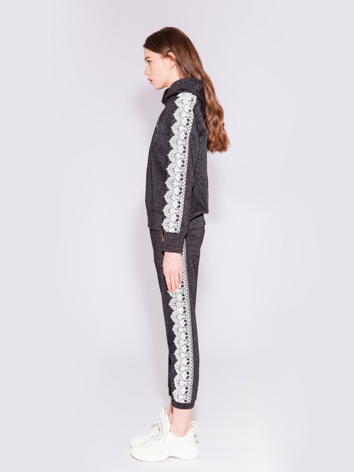 Hooded Lace Trim Sweatshirt - Urlazh New York