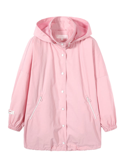 Pink Graphic Print Hooded Windbreaker - Urlazh New York