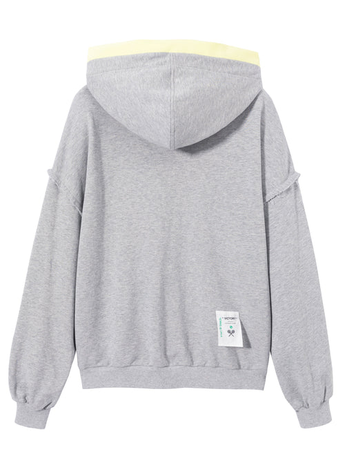 Grey and Yellow Graphic Print Hooded Sweatshirt - Urlazh New York