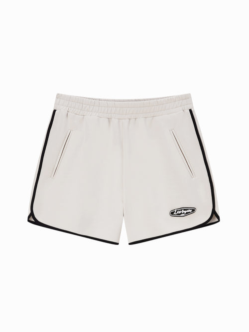 Beige Piped Gym Shorts