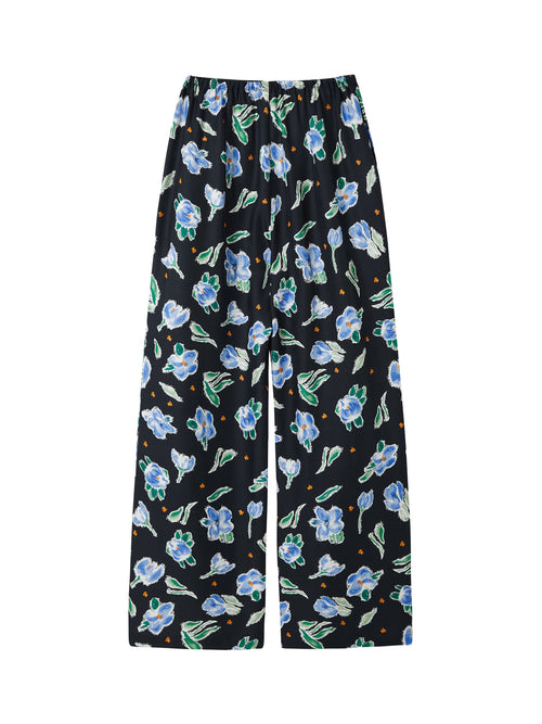 Floral Silk Wool Trousers