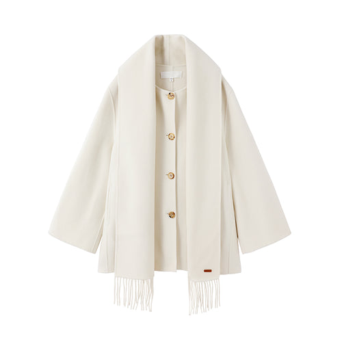 Scarf Style Cashmere Coat (Accessories need to be purchased with the top and are not sold separately for delivery.)