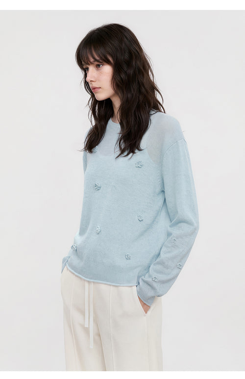 Blue Star Flower Soft Mist Sweater