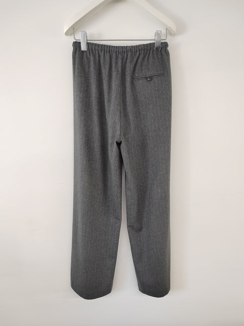 Dark Striped Drawstring Straight Leg Pants