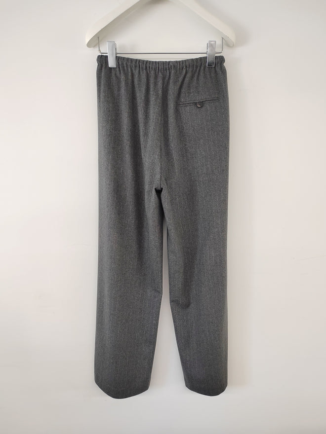 Dark Striped Drawstring Straight Leg Pants