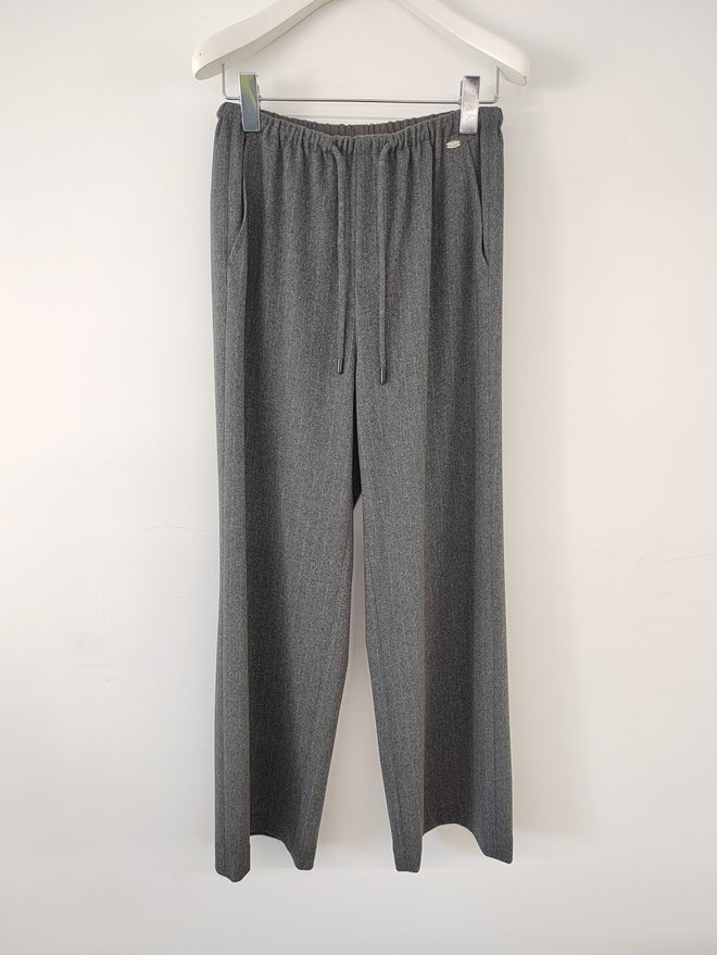 Dark Striped Drawstring Straight Leg Pants