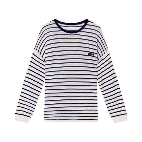 Striped Relaxed Long-Sleeve Cover-Up